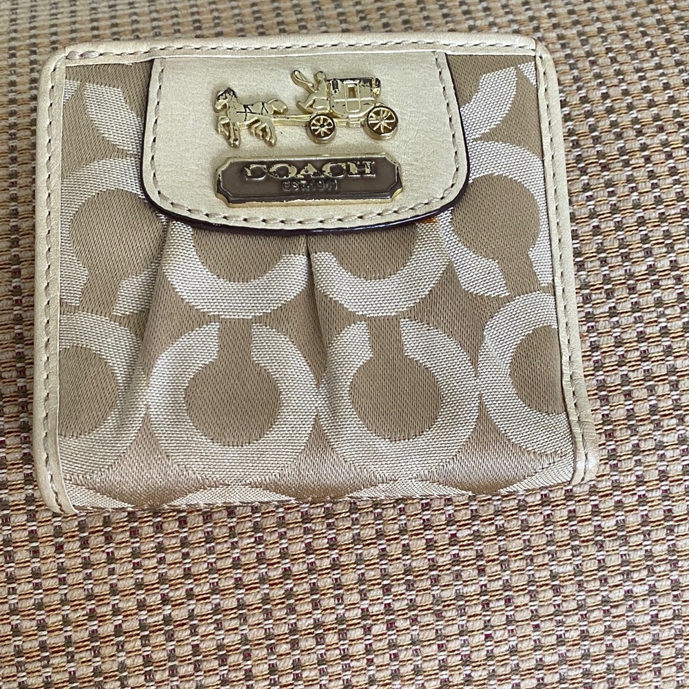 Coach Tan Wallet with Signature Pattern